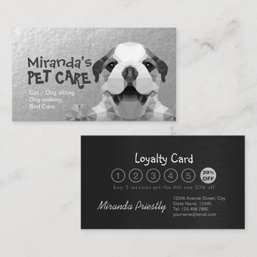 Pet Care Sitzen Bade & Grooming Loyalty Punch Treuekarte (Vorne/Hinten)