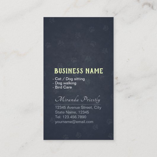 Pet Care Sitzen Bade & Grooming Loyalty Punch Treuekarte (Rückseite)