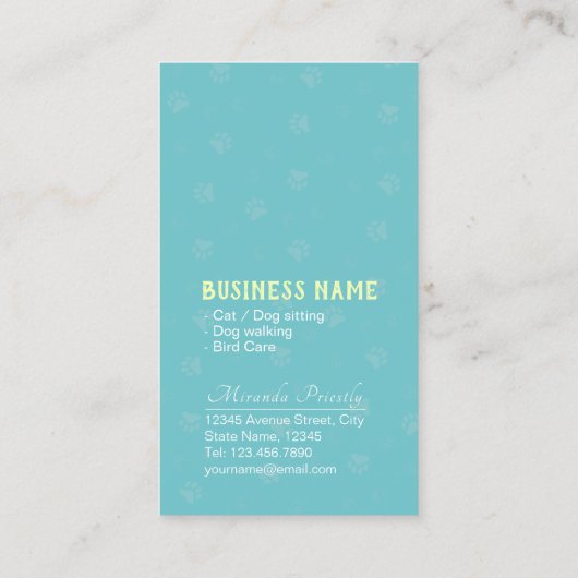 Pet Care Sitzen Bade & Grooming Loyalty Punch Treuekarte (Rückseite)