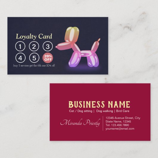 Pet Care Sitzen Bade & Grooming Loyalty Punch Treuekarte (Vorne/Hinten)