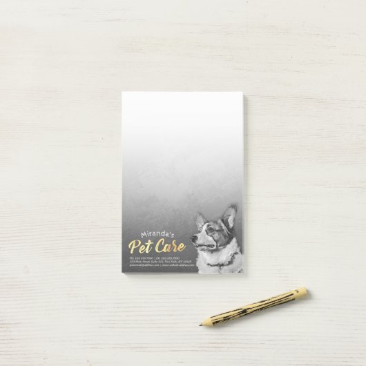 Pet Care Sitzen Schwarz-Weiß Dog Ölgemälde Post-it Klebezettel (Auf Schreibtisch)