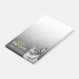 Pet Care Sitzen Schwarz-Weiß Dog Ölgemälde Post-it Klebezettel