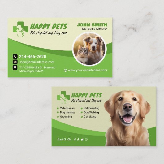 Pet care, Veterinary Doctor, Vet, Tierklinik Visitenkarte (Vorne/Hinten)