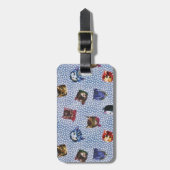 Pet Cat Blue Polka Dots Kitten Wasserfarbe Gepäckanhänger (Vorderseite vertikal)