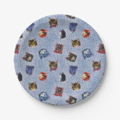 Pet Cat Blue Polka Dots Kitten Wasserfarbe Pappteller (Vorderseite)