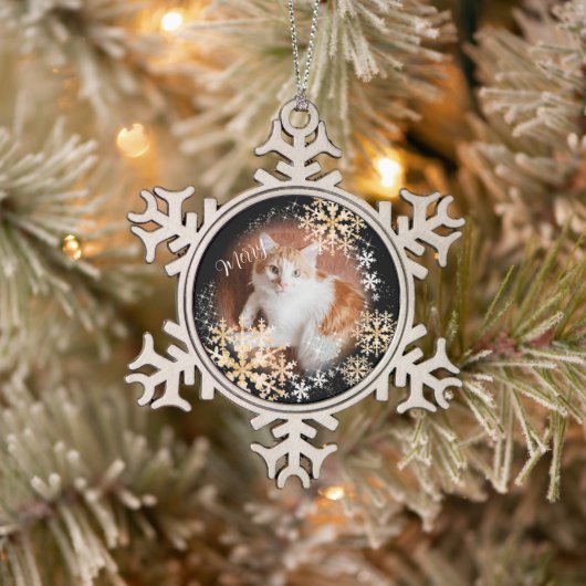 Pet Cat Christmas Black Gold Ornament (Baum)