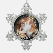 Pet Cat Christmas Black Gold Ornament (Vorderseite)