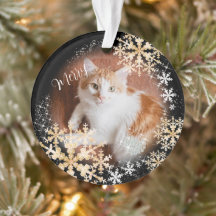 Pet Cat Christmas Black Gold Ornament