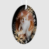 Pet Cat Christmas Black Gold Ornament (Vorderseite)