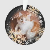 Pet Cat Christmas Black Gold Ornament (Vorderseite)