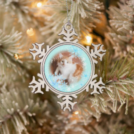 Pet Cat Christmas Blue Gold Ornament