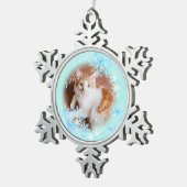 Pet Cat Christmas Blue Gold Ornament (Rechts)