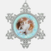 Pet Cat Christmas Blue Gold Ornament (Vorderseite)