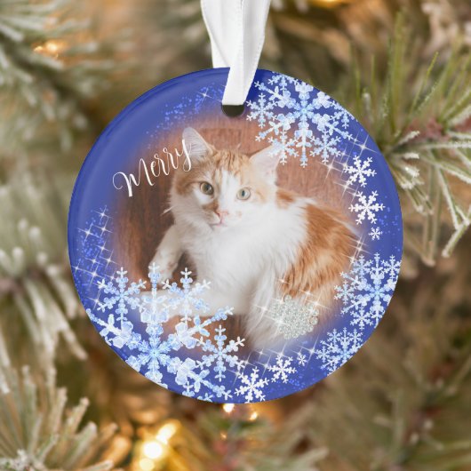 Pet Cat Christmas Blue Ornament (Baum)
