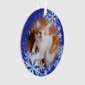 Pet Cat Christmas Blue Ornament (Vorderseite)