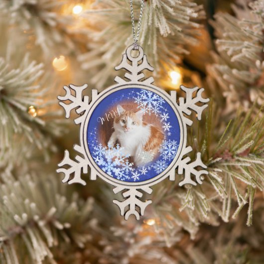 Pet Cat Christmas Blue Ornament (Baum)
