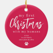 Pet cat Foto Name Pfote Erste Weihnachtsstunde Bra Keramik Ornament (Hinten)