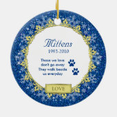 Pet Cat Memorial Blue Snowflake Foto Weihnachten Keramikornament (Hinten)