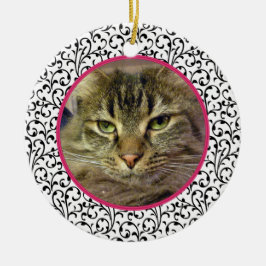 Pet Cat Memorial Chic Floral Foto Weihnachten Keramikornament