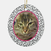 Pet Cat Memorial Chic Floral Foto Weihnachten Keramikornament (Links)