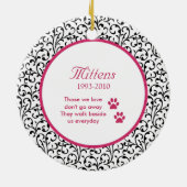 Pet Cat Memorial Chic Floral Foto Weihnachten Keramikornament (Hinten)