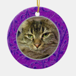Pet Cat Memorial Lila Foto Weihnachten Keramikornament