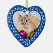 Pet Cat Memorial Paw Prints Heart Foto Weihnachten Keramik Ornament (Rechts)