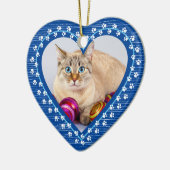 Pet Cat Memorial Paw Prints Heart Foto Weihnachten Keramik Ornament (Links)