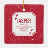 Pet Cat Memorial Red Snow Foto Weihnachten Keramikornament (Rückseite)