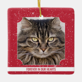 Pet Cat Memorial Red Snow Foto Weihnachten Keramikornament