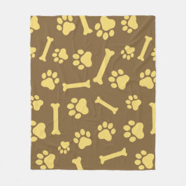 Pet - Cat or Dog Paw Footprint and Bone Pattern   Fleecedecke