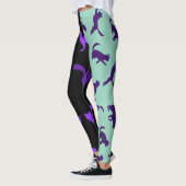 Pet Cat Pattern für Fotos Lila schwarz anpassen Leggings (Links)