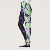 Pet Cat Pattern für Fotos Lila schwarz anpassen Leggings (Links)