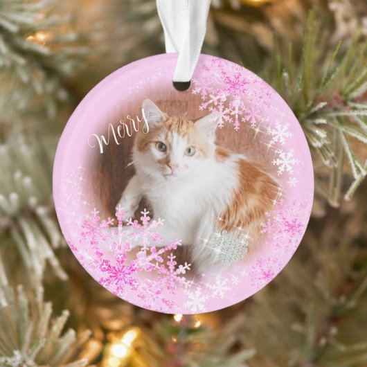 Pet Cat Weihnachten Rosa Ornament (Baum)