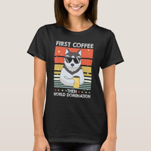 Pet Coffee   Dog Breed Siberian Husky T-Shirt (Vorderseite)