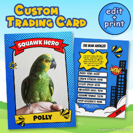 Pet Comic Trading Card Funny Custom Bird Geschenk Telefonnummerkarte