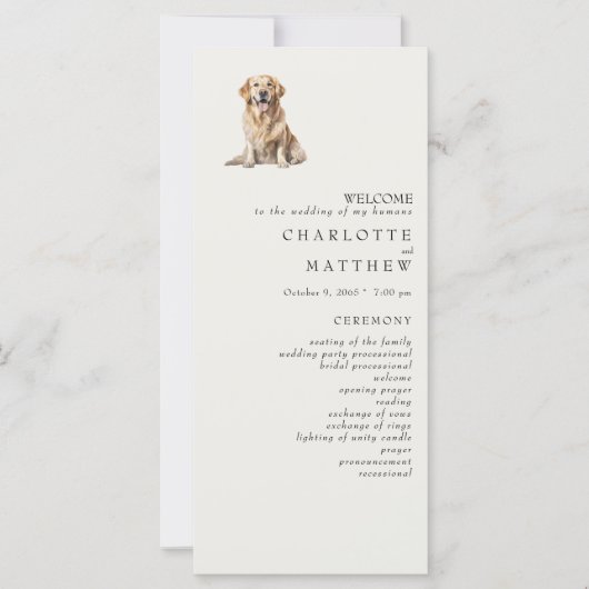 Pet Cream Wedding Program (Vorderseite)