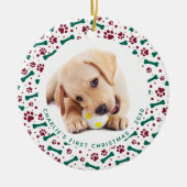 Pet Custom 2 Hund Foto Paw Prints Knochen Weihnach Keramik Ornament (Vorne)