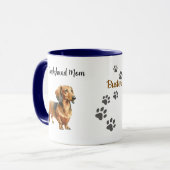 Pet Dachshund Mom Paw Prints Brown Personalize Tasse (Vorderseite Links)