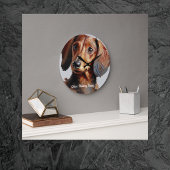  Pet Dachshund  Personalize Wall Clock Große Wanduhr