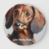  Pet Dachshund  Personalize Wall Clock Große Wanduhr (Vorderseite)
