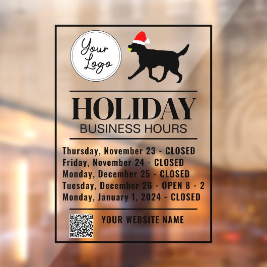 Pet Daycare Business Hours Holiday Template Fensteraufkleber