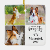 Pet Definition naughty Dog Foto Collage Weihnachte Keramikornament (Vorderseite)