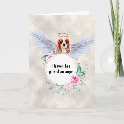 Pet-Denkmal Charles Spaniel Engel Flügel Gedicht Karte (Vorderseite)