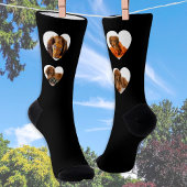 Pet Dog 4 Custom Photos Heart Frames Personalized Socken