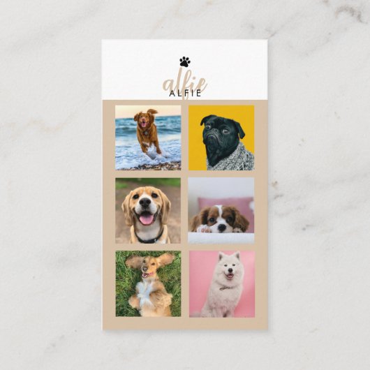 Pet Dog 6 Photo Feed Grid Social Media QR Code Visitenkarte (Rückseite)