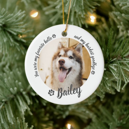Pet Dog Cat Custom Photo Memorial Keepsake Keramik Ornament (Baum)