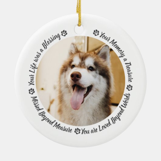 Pet Dog Cat Custom Photo Memorial Keepsake Keramik Ornament (Hinten)