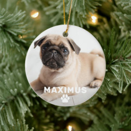 Pet Dog Einfache Paw Print Individuelle Name Foto Keramik Ornament