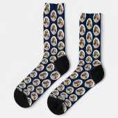Pet Dog Foto Pattern Navy Blue Geburtstag Socken (Linkes Detail)